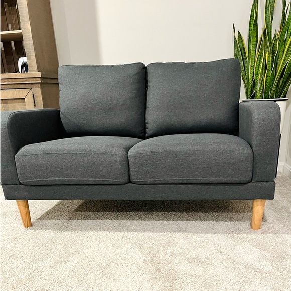 🚫SOLD🚫50” dark gray upholstered loveseat - Picture 4 of 9